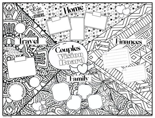 Couples Vision Board Personalized Giant Coloring Poster 46"x60"