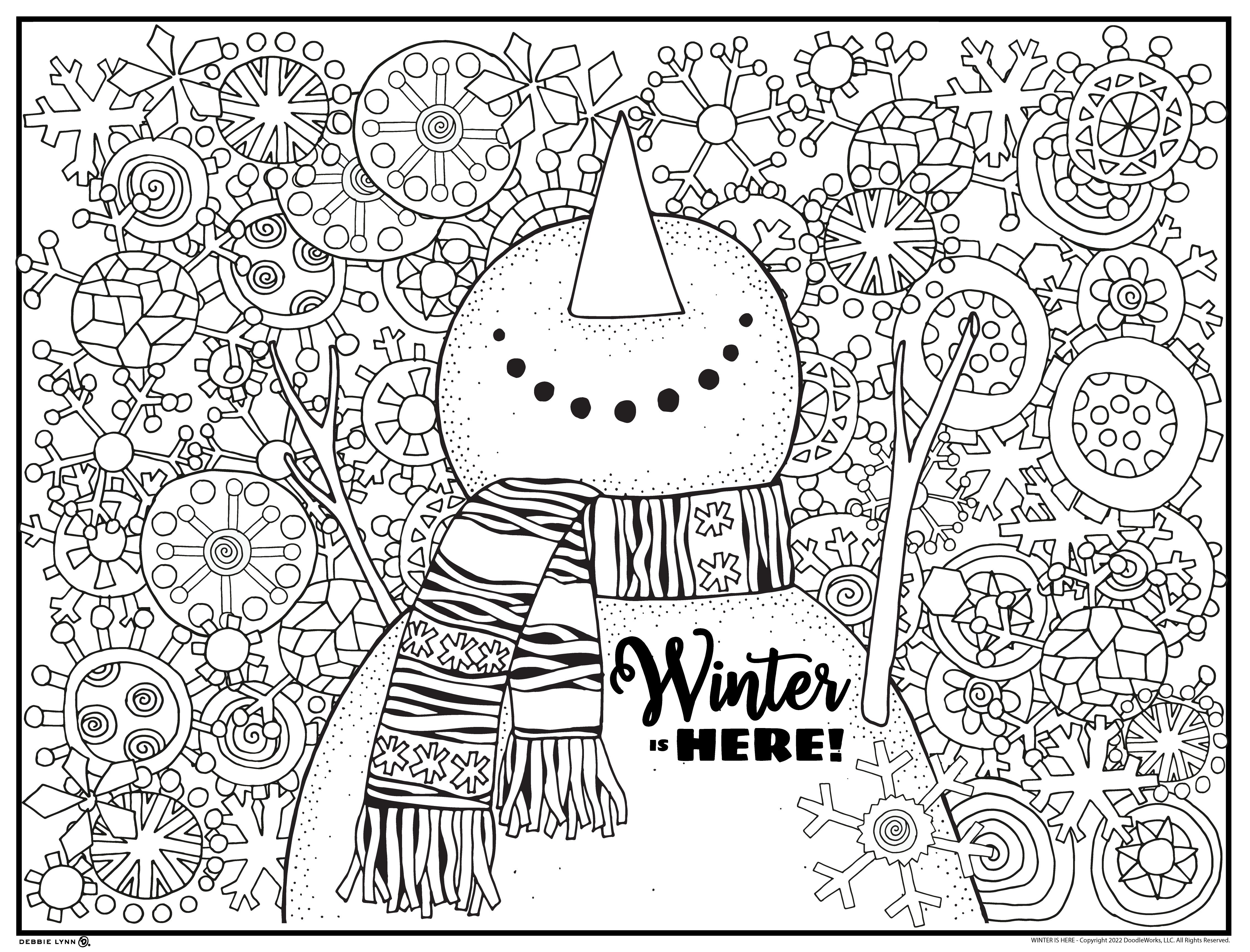 Heart Warming Country Winter Coloring Book for Adults: Giant Super