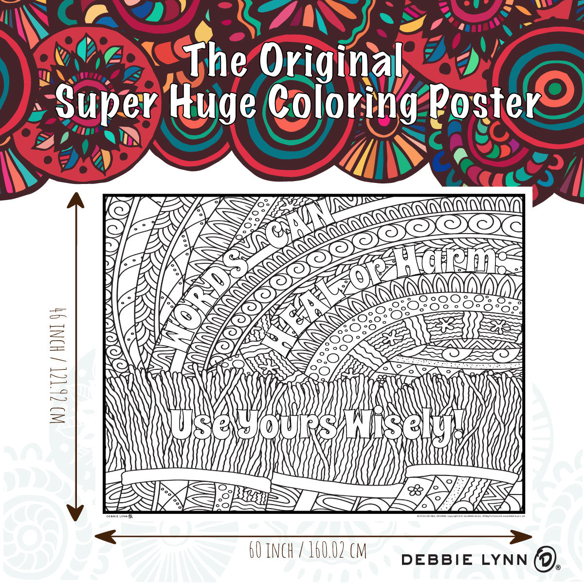 Words Can Heal or Harm Personalized Giant Coloring Poster 46"x60"