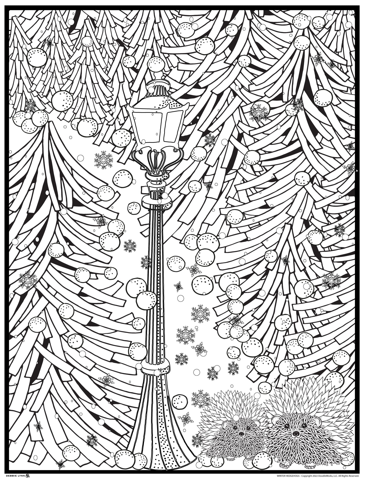 Winter Hedgehogs Personalized Giant Coloring Poster 46"x60"
