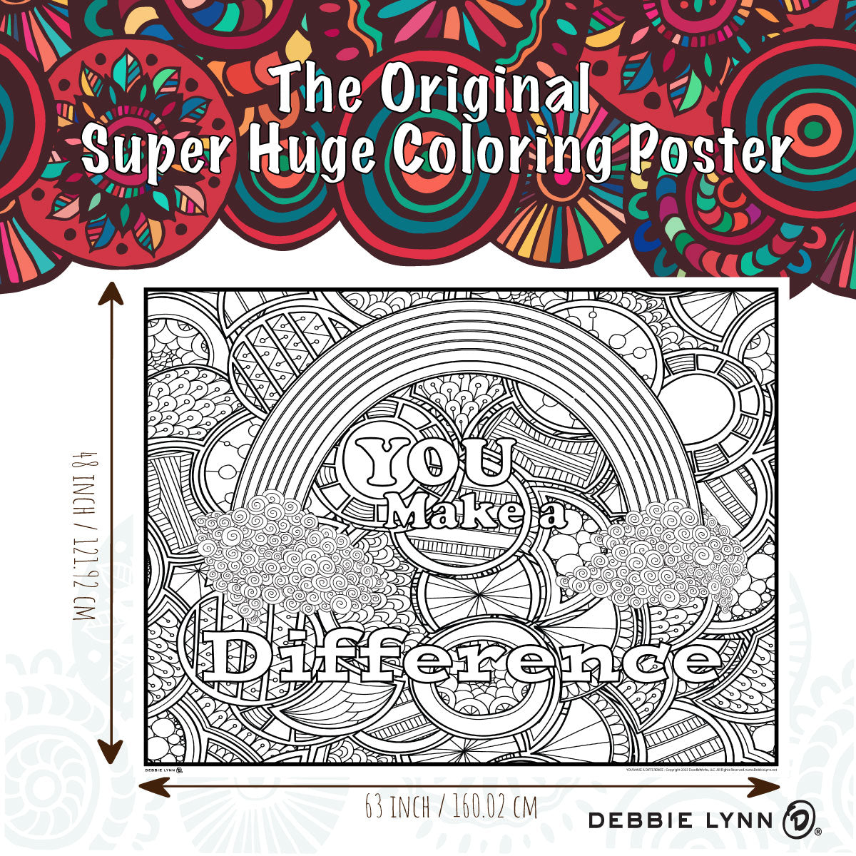 You Make a Difference Rainbow Giant Coloring Poster 46x60"