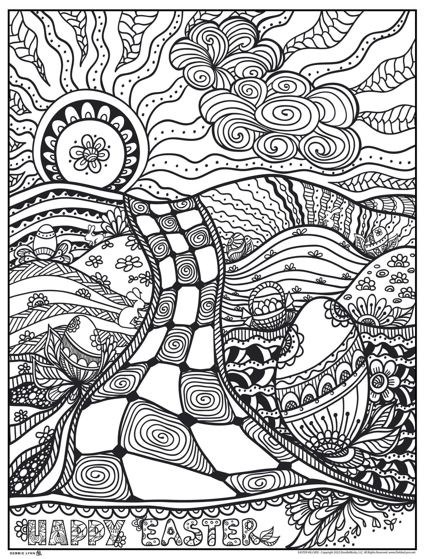 Easter Hillside Personalized Giant Coloring Poster 46"x60"
