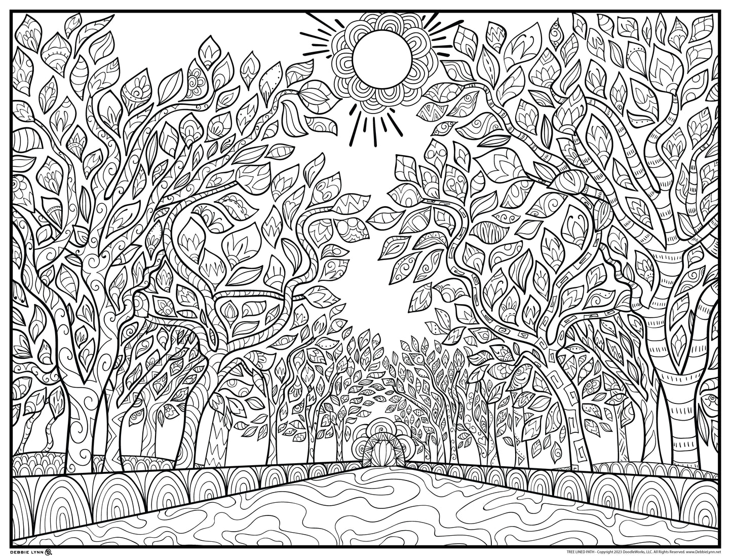 Tree Lined Path Personalized Giant Coloring Poster 46"x60"