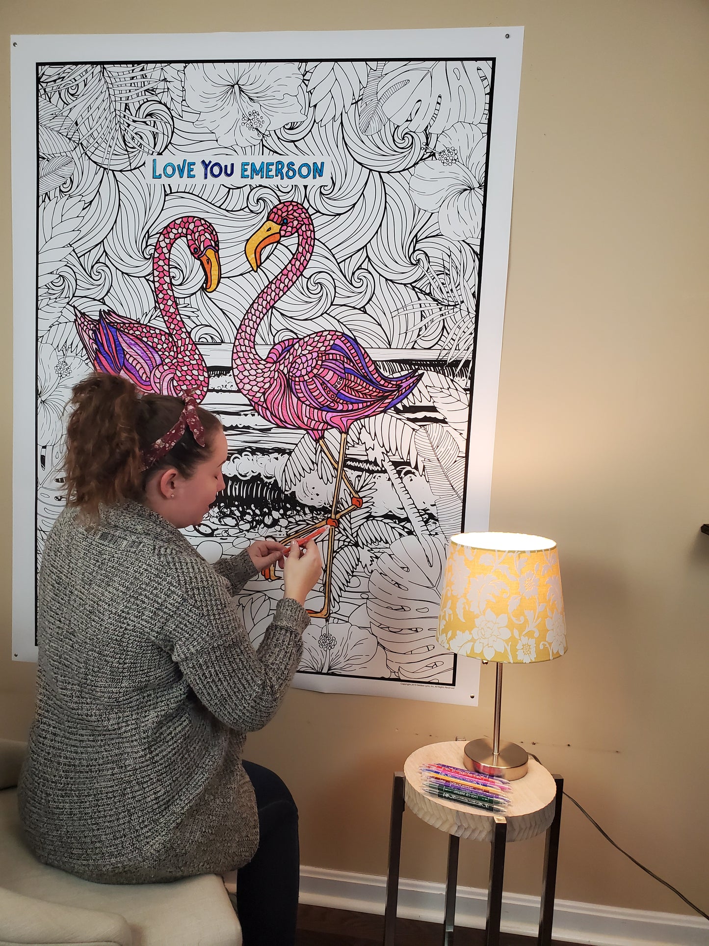 Flamingo Personalized Giant Coloring Poster 46"x60"