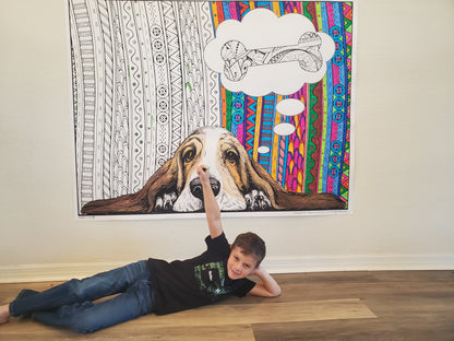 Basset Hound Personalized Giant Coloring Poster 46"x60"