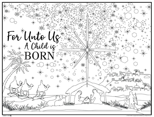 A Child is Born Faith Personalized Giant Coloring Poster 46"x60"