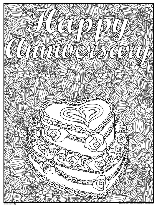 Anniversary Cake Personalized Giant Coloring Poster 46"x60"