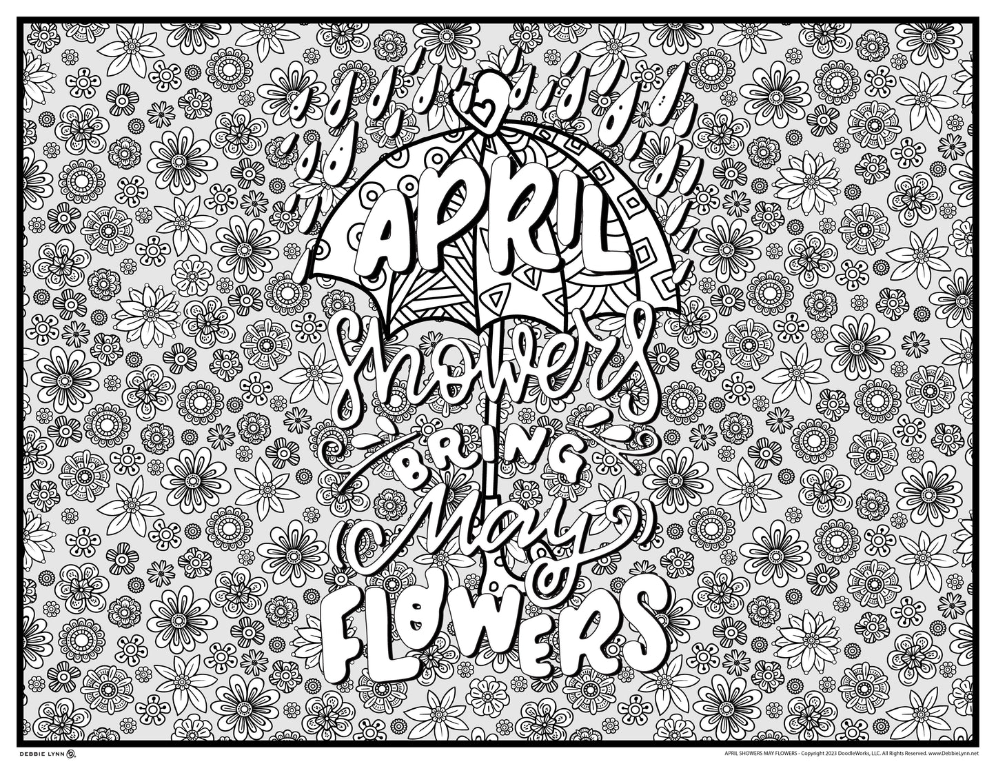 April Showers May Flowers Personalized Giant Coloring Poster 46"x60"