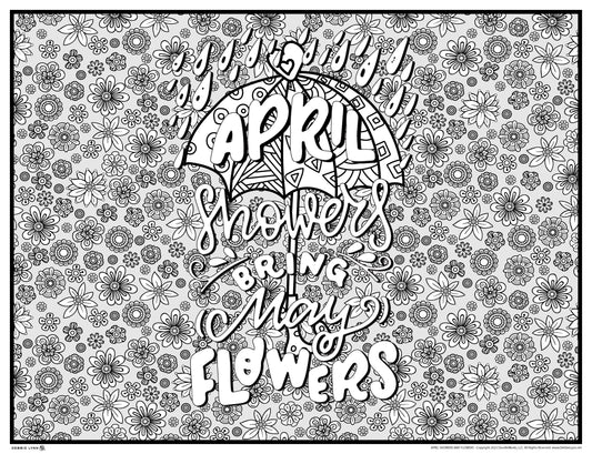 April Showers May Flowers Personalized Giant Coloring Poster 46"x60"