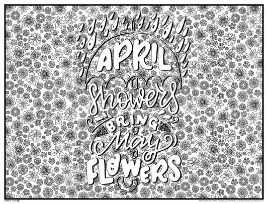 April Showers May Flowers Personalized Giant Coloring Poster 46"x60"