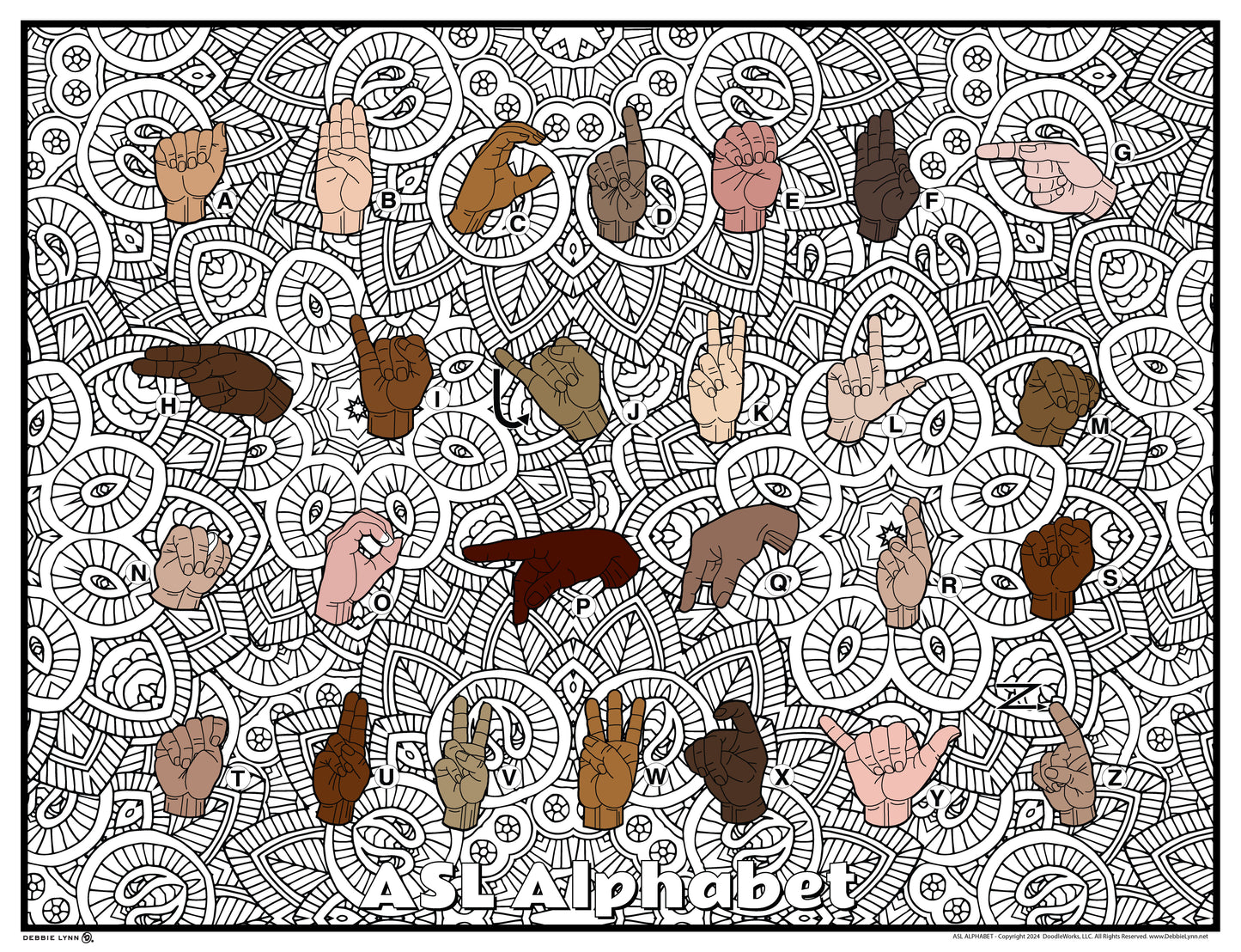 ASL Sign Language Alphabet Giant Coloring Poster 46" x 60"