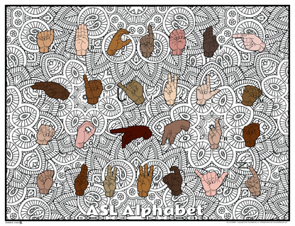 ASL Sign Language Alphabet Giant Coloring Poster 46" x 60"