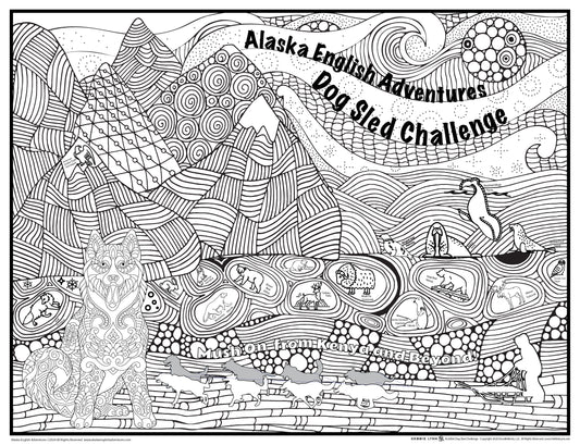 Alaska Dog Sled Challenge FOLDED Jumbo Coloring Poster 46x60"