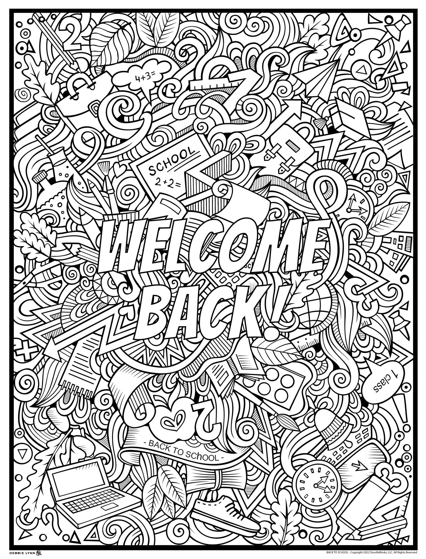Welcome Back to School Personalized Giant Coloring Poster  46"x60"