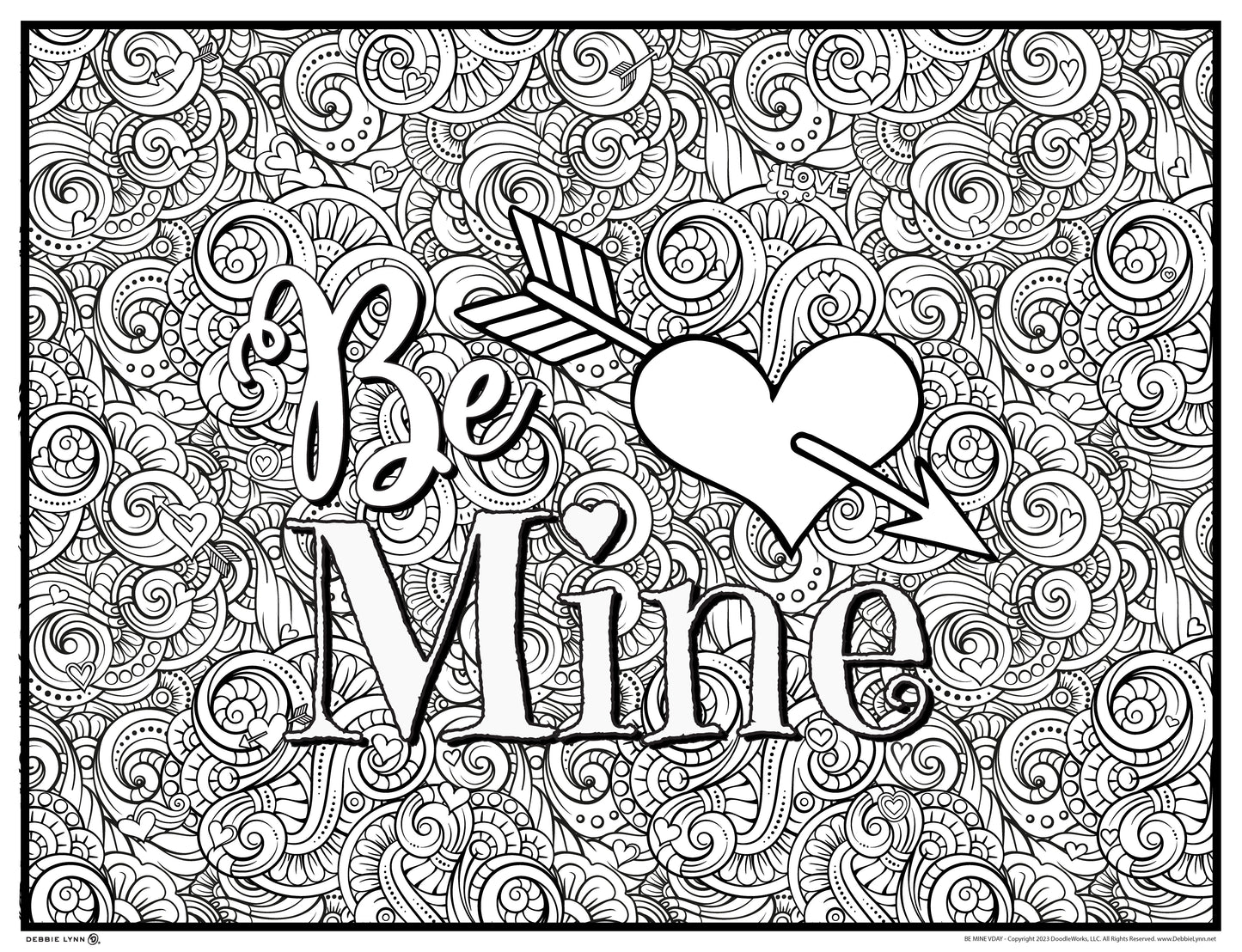 Be Mine Valentines Day Personalized Giant Coloring Poster 46"x60"