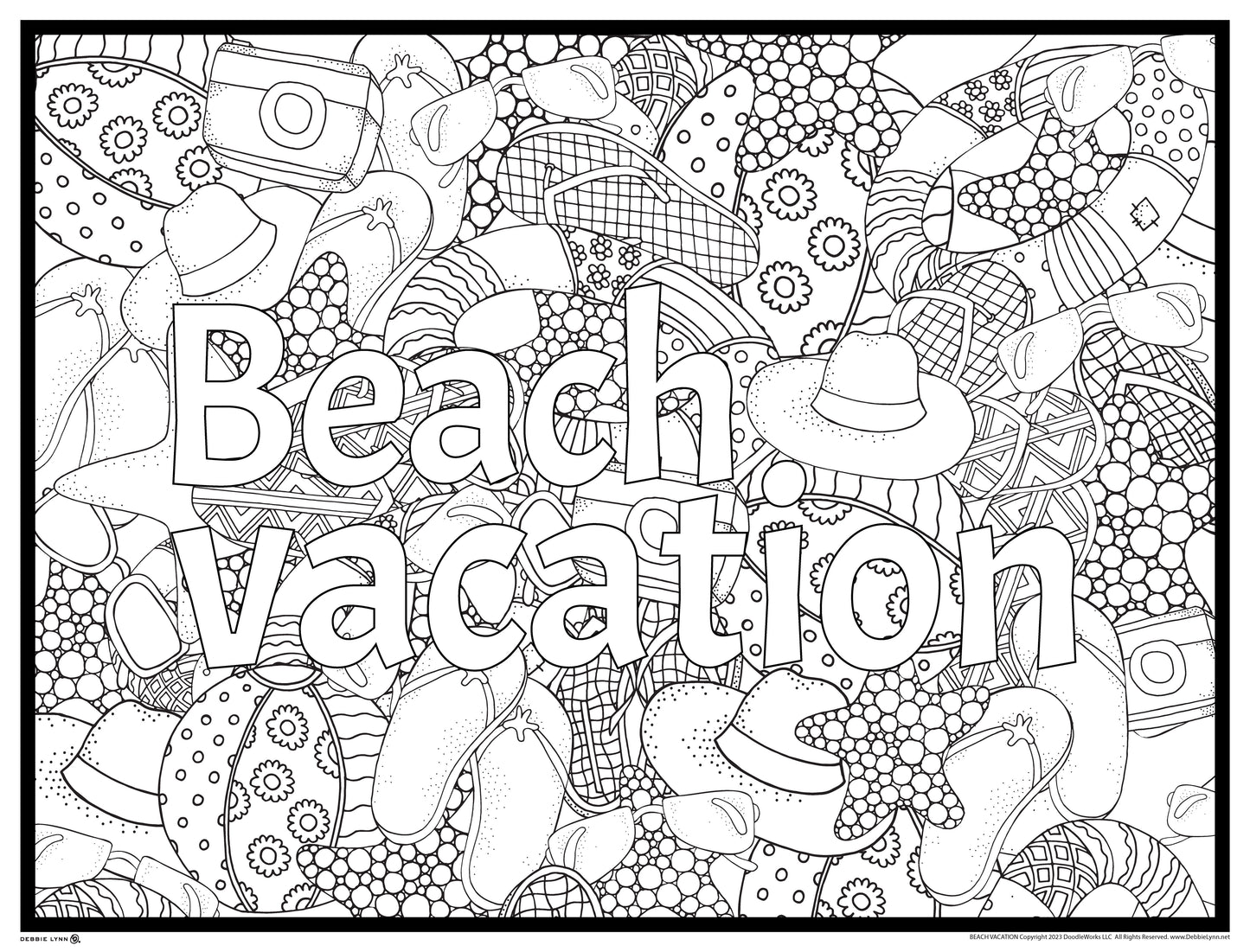 Beach Vacation Personalized Giant Coloring Poster 46"x60"