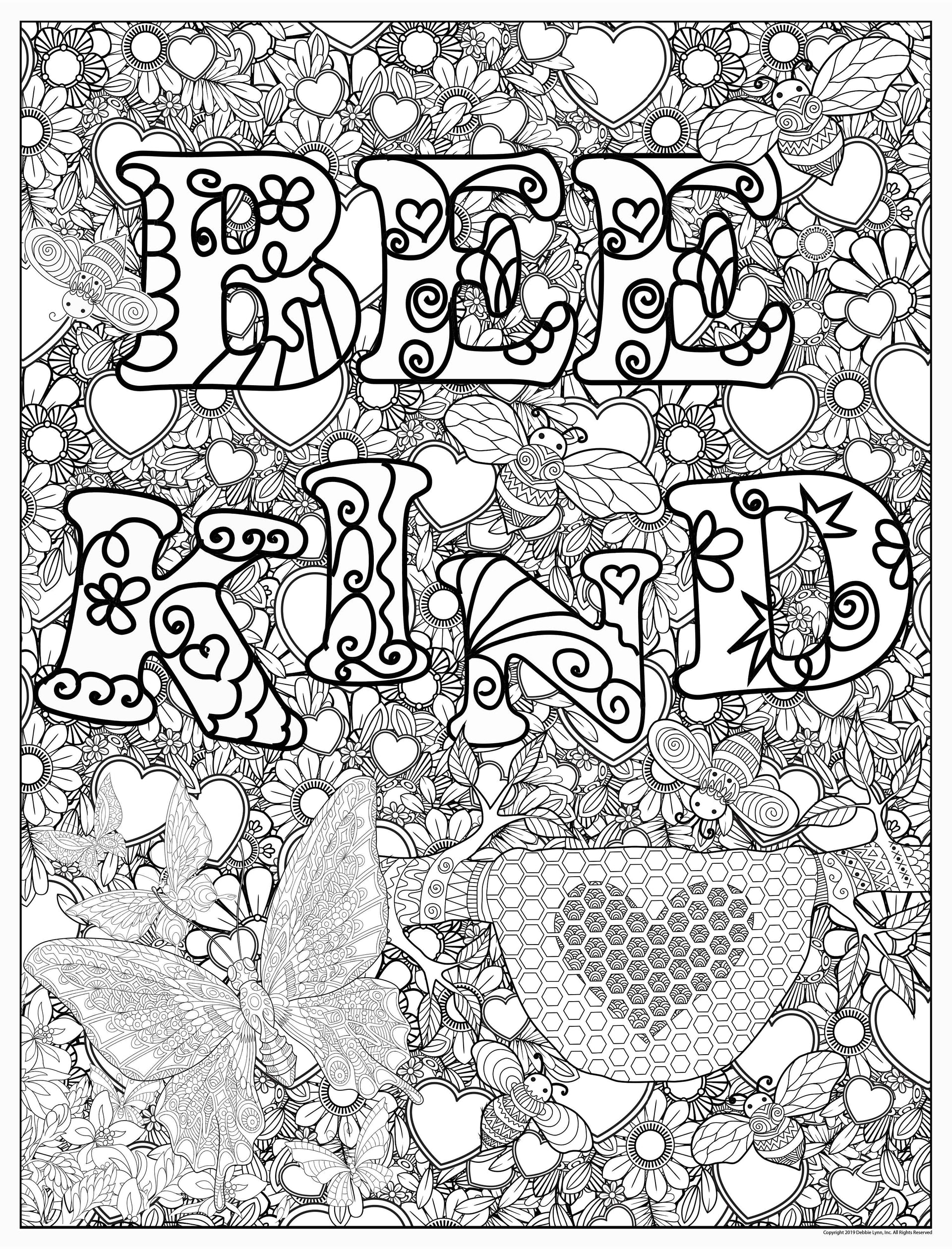 Kindness Coloring Poster, Huge Coloring Poster, Landscape Coloring Poster,  Kindness 