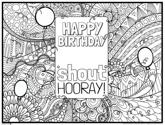 Birthday Shout Hooray Personalized Giant Coloring Poster  46"x60"