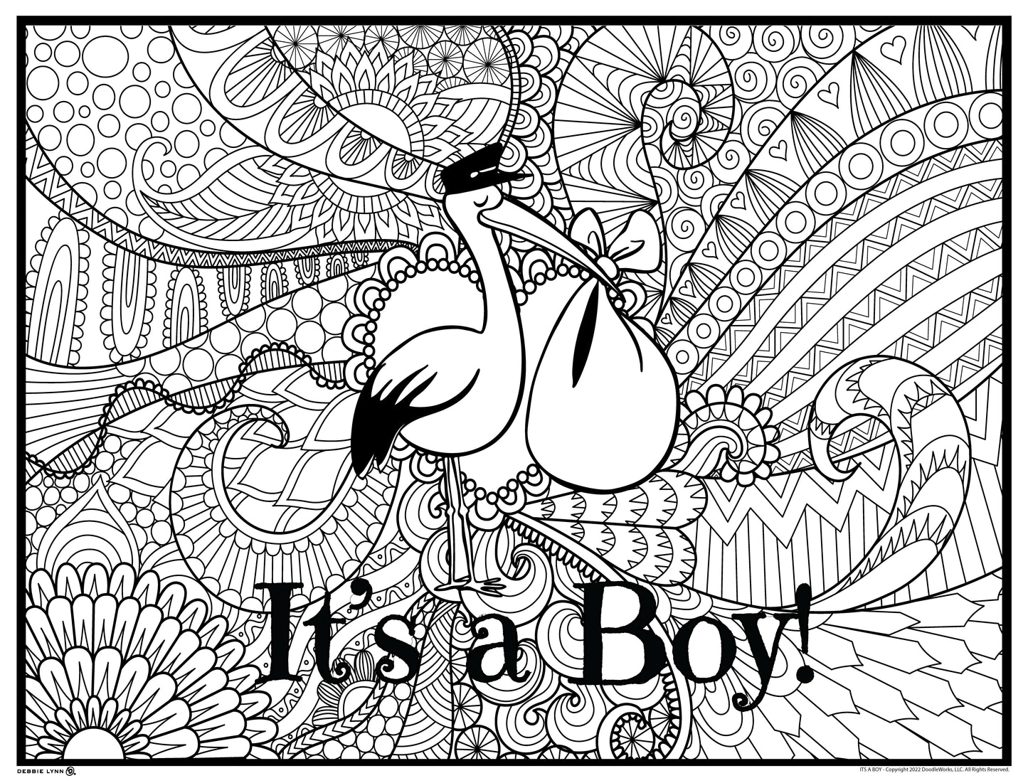 It's a Boy! Baby Announcement Personalized Giant Coloring Poster 46"x60"