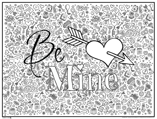 Be Mine Valentines Day Personalized Giant Coloring Poster 46"x60"