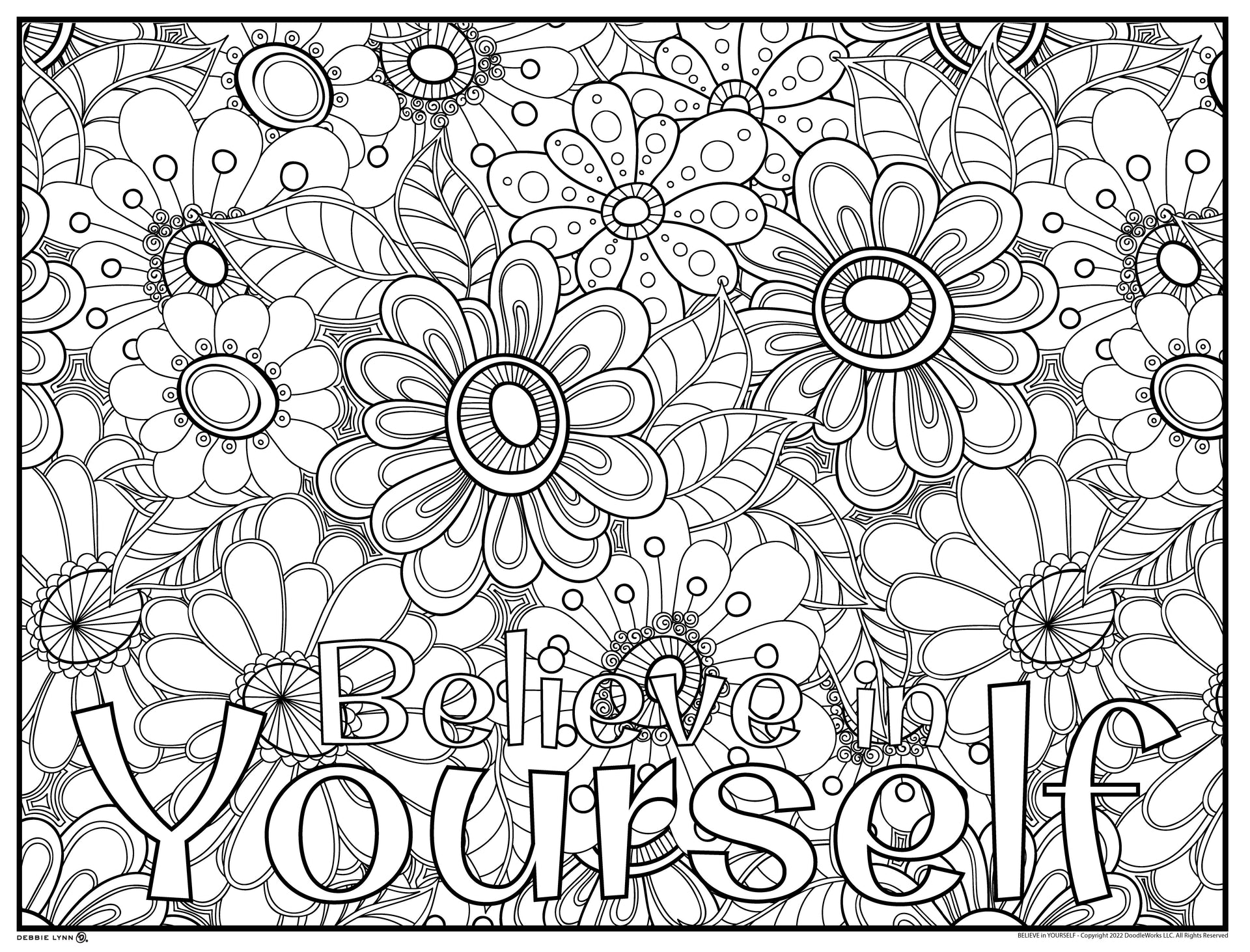 100 Page Believe in Yourself Adult Coloring Book Printable/ Digital  Download -   Coloring pages inspirational, Adult coloring books  printables, Adult coloring book pages