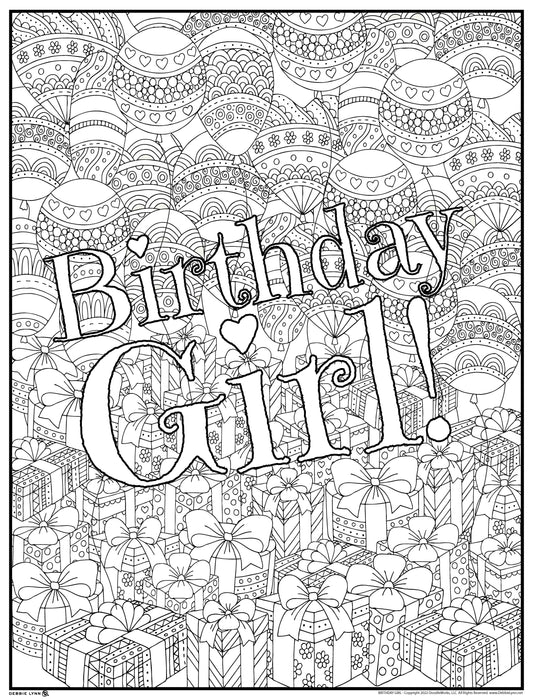 Birthday Girl Personalized Giant Coloring Poster 46"x60"