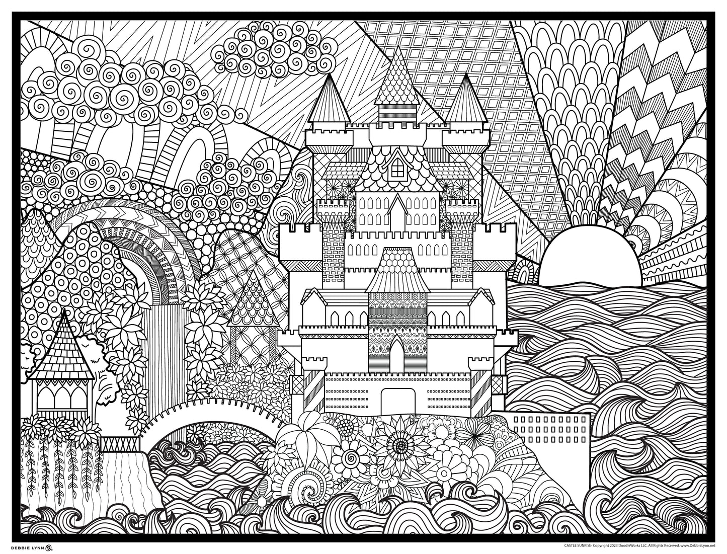Castle Sunrise Personalized Giant Coloring Poster 46"x60"