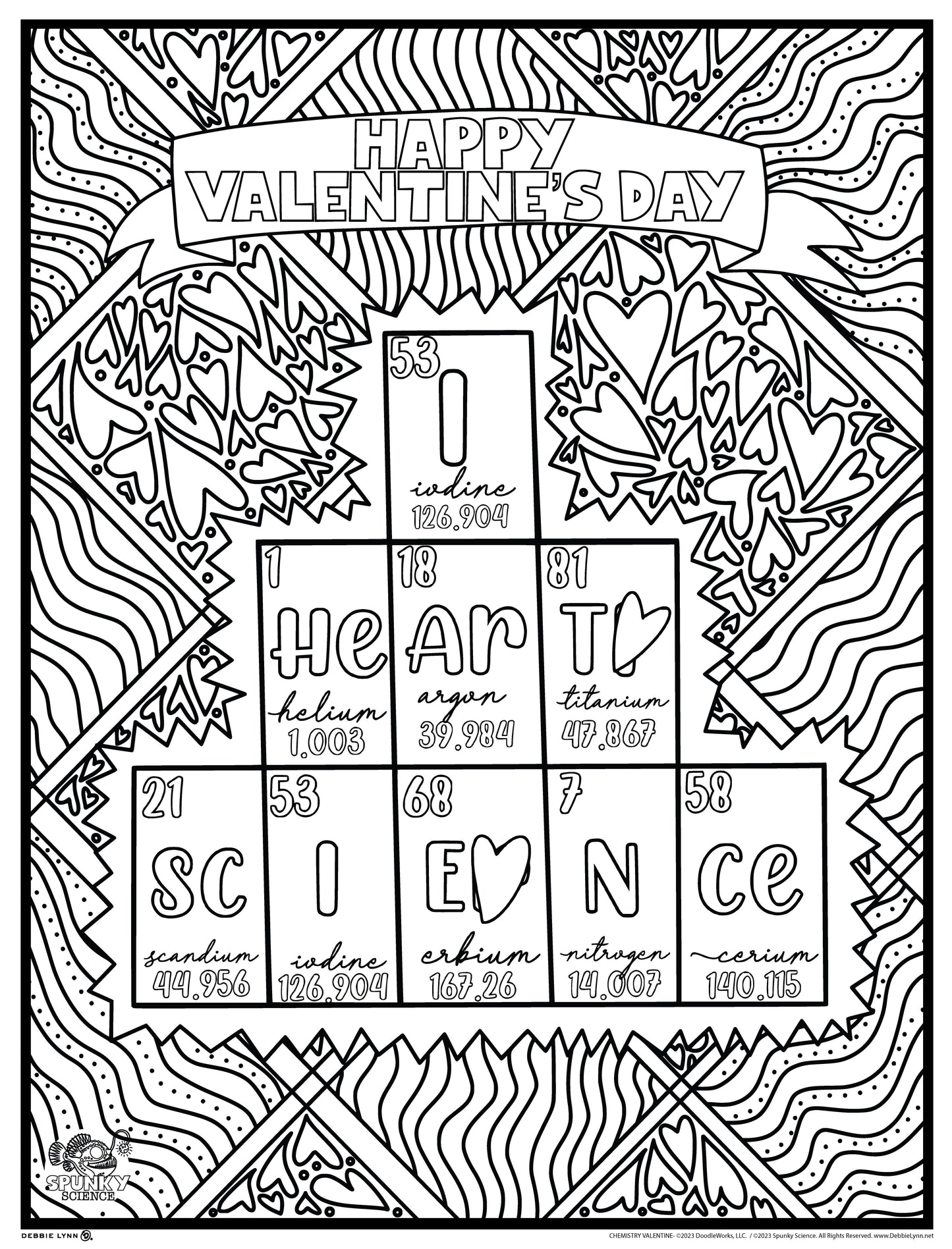 Chemistry Valentine Spunky Science Personalized Giant Coloring Poster 46"x60"