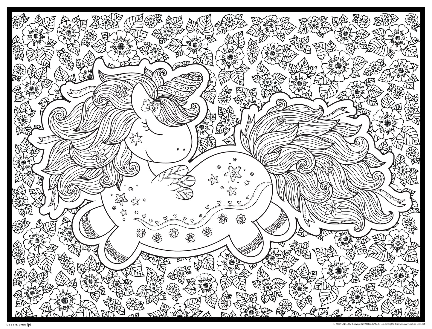 Chubby Unicorn Personalized Giant Coloring Poster 46"x60"