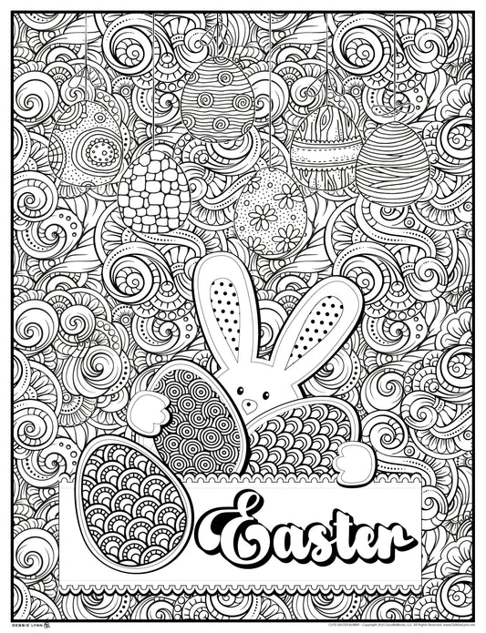 Cute Easter Bunny Personalized Giant Coloring Poster 46"x60"