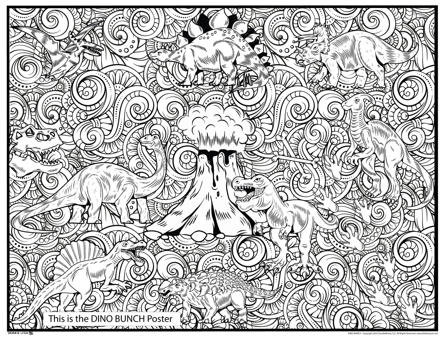 Dinosaur Bunch Personalized Giant Coloring Poster  46"x60"