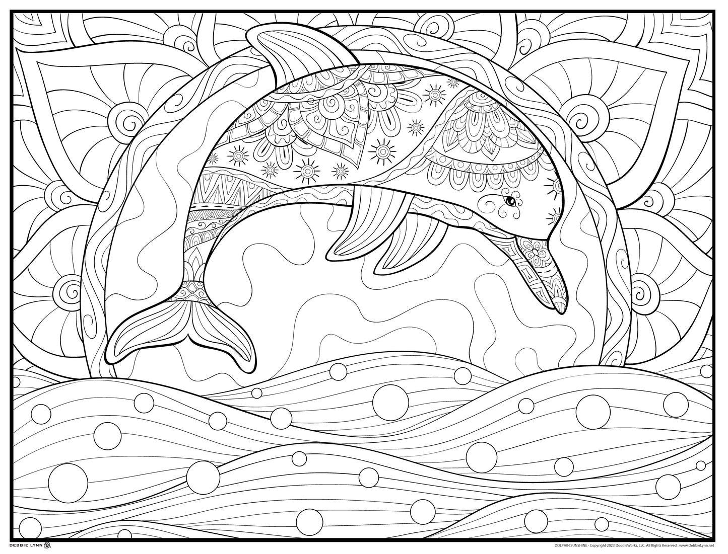 Dolphin Sunshine Personalized Giant Coloring Poster 46"x60"