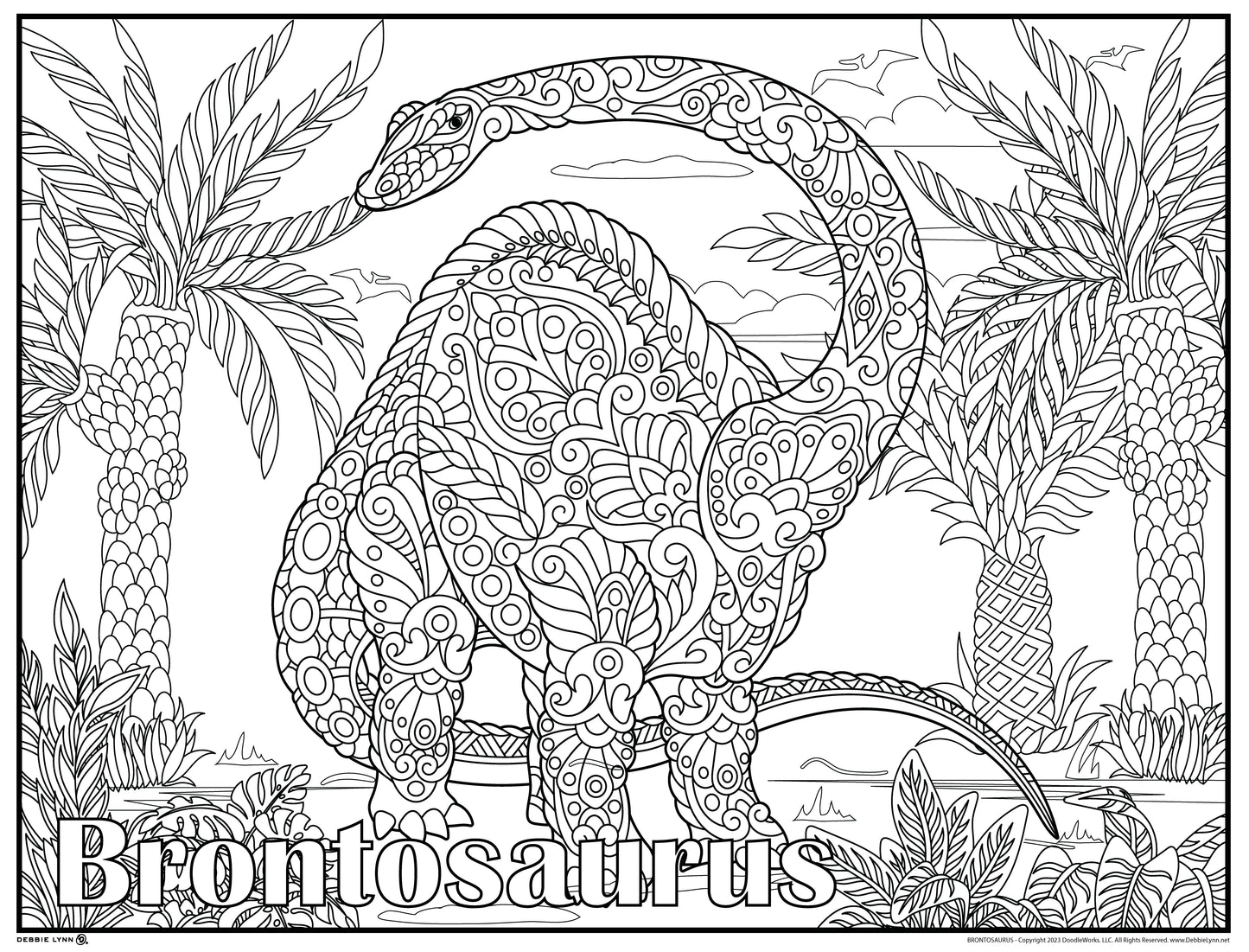 Brontosaurus Dinosaur Personalized Giant Coloring Poster 46"x60"