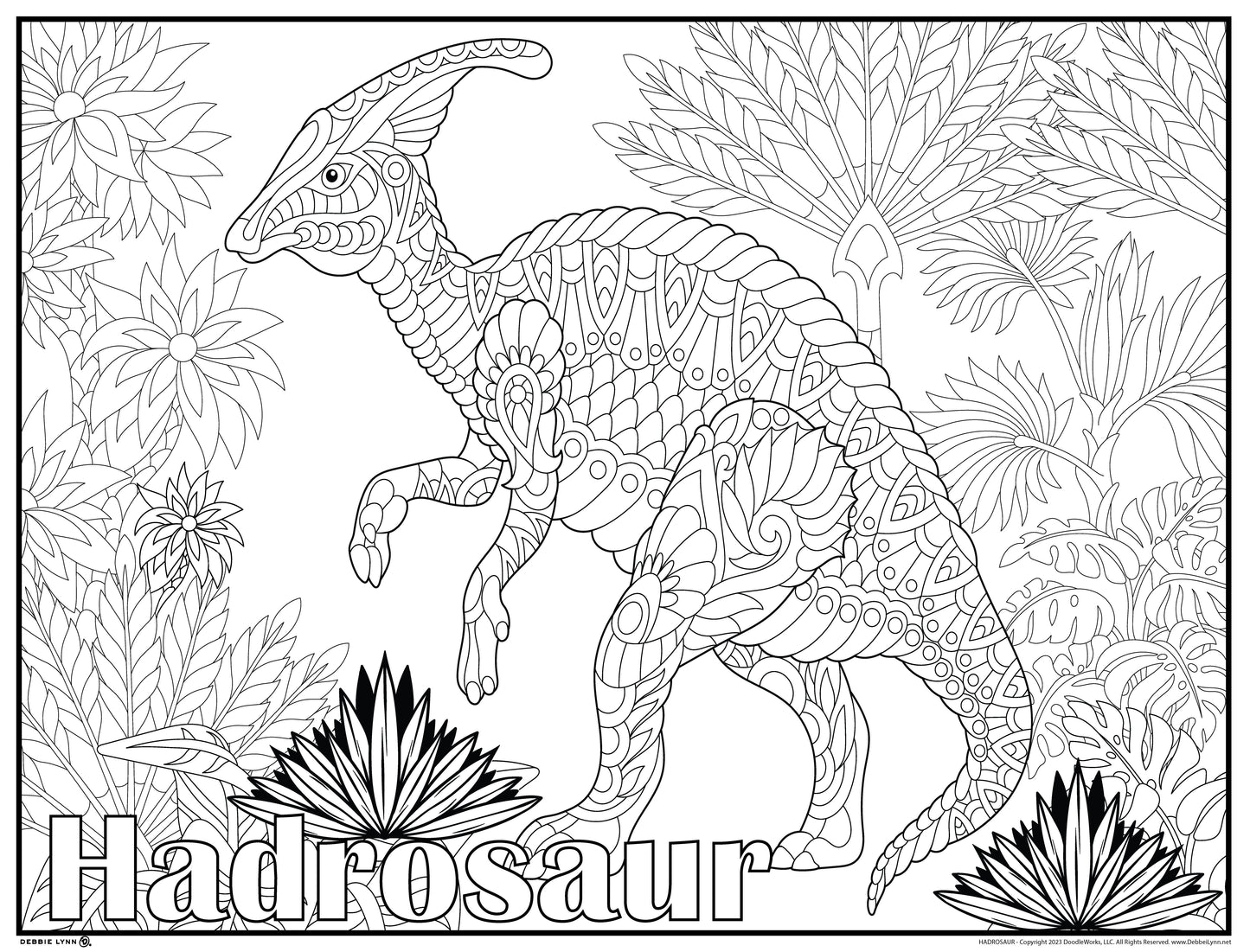 Hadrosaur Dinosaur Personalized Giant Coloring Poster