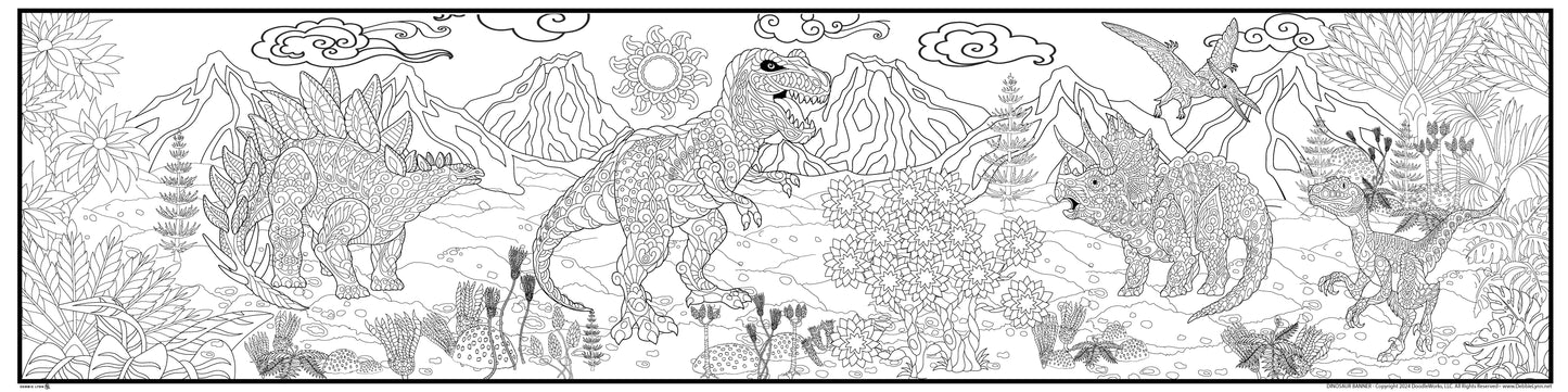 Dinosaur Coloring Banner Poster 24x96