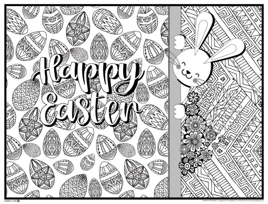 Peeking Easter Bunny Personalized Giant Coloring Poster 46"x60"