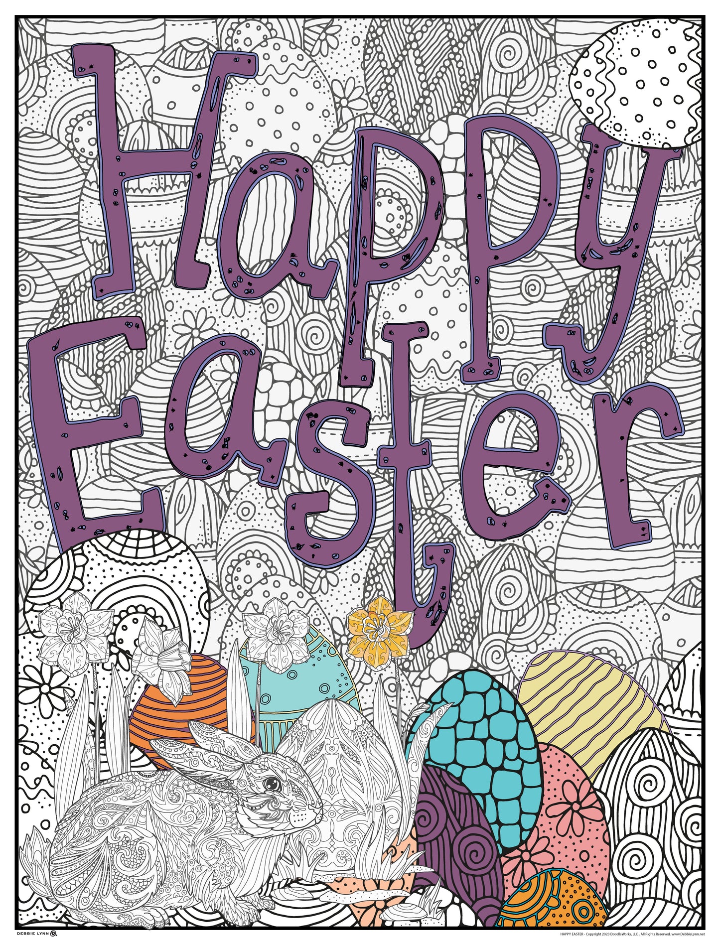 Happy Easter Personalized Giant Coloring Poster 46"x60"