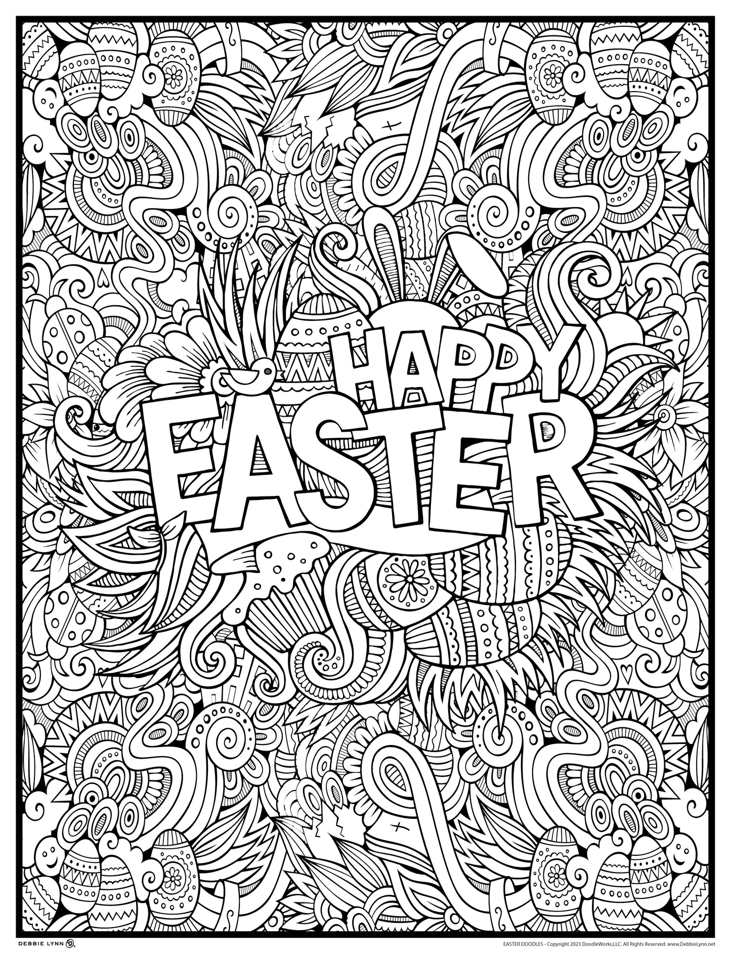 Easter Doodles Personalized Giant Coloring Poster 46"x60"