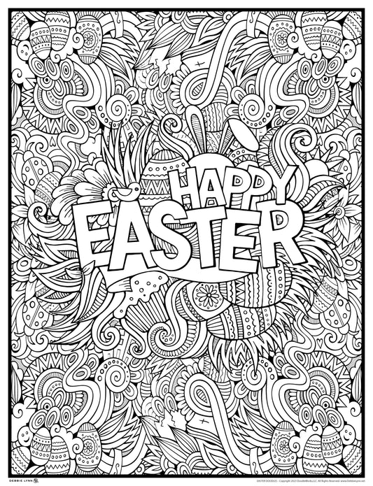 Easter Doodles Personalized Giant Coloring Poster 46"x60"