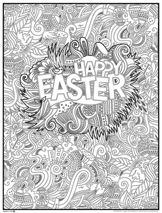 Easter Doodles Personalized Giant Coloring Poster 46"x60"