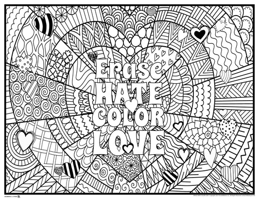 Erase Hate Color Love Personalized Giant Coloring Poster  46"x60"