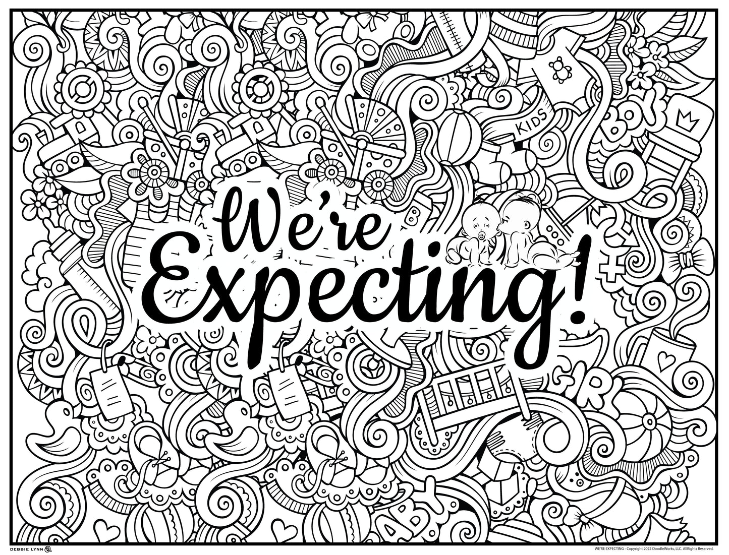 We're Expecting! Baby Announcement Huge Coloring Poster 46" x 60"