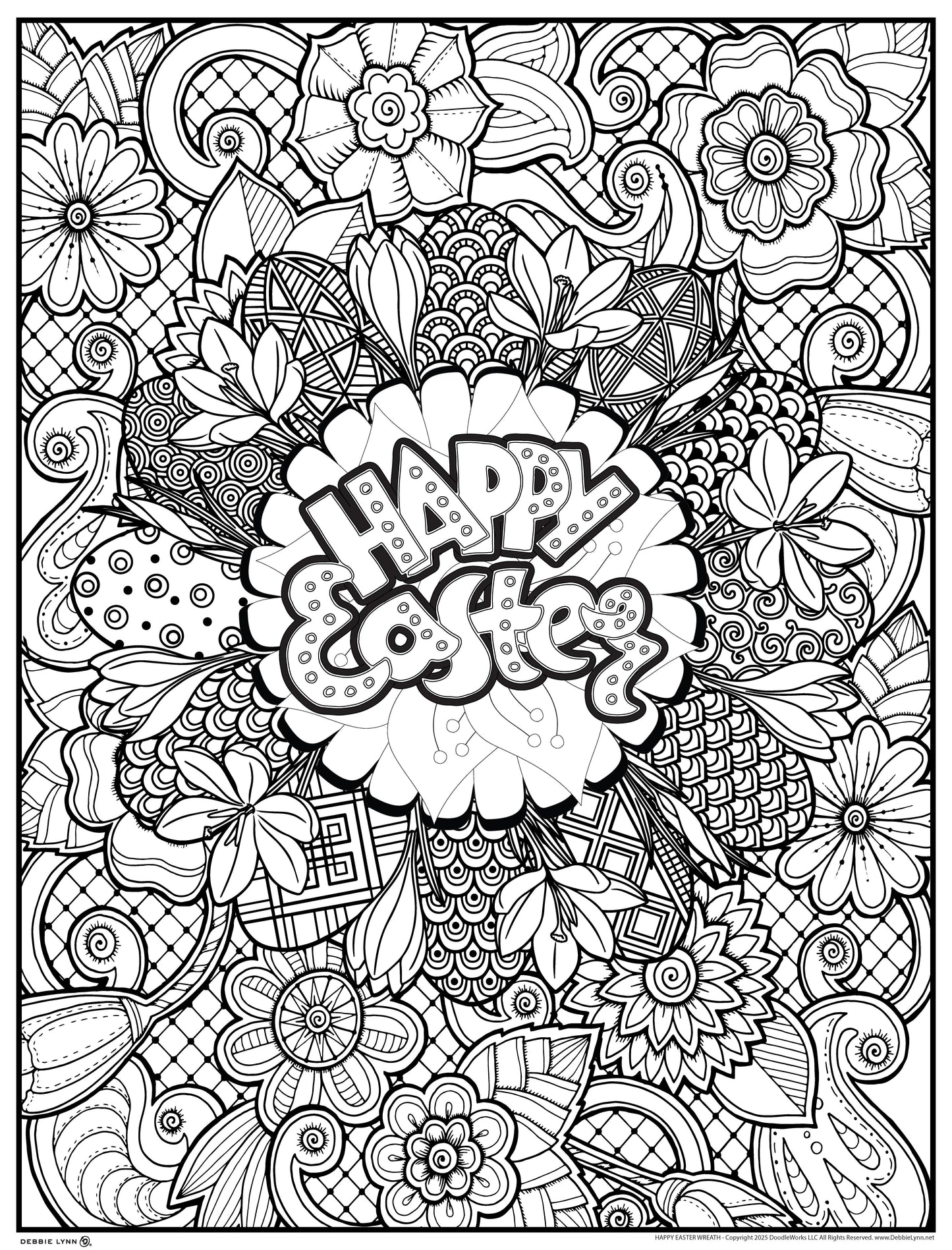 Easter Wreath Personalized Giant Coloring Poster 46"x60"