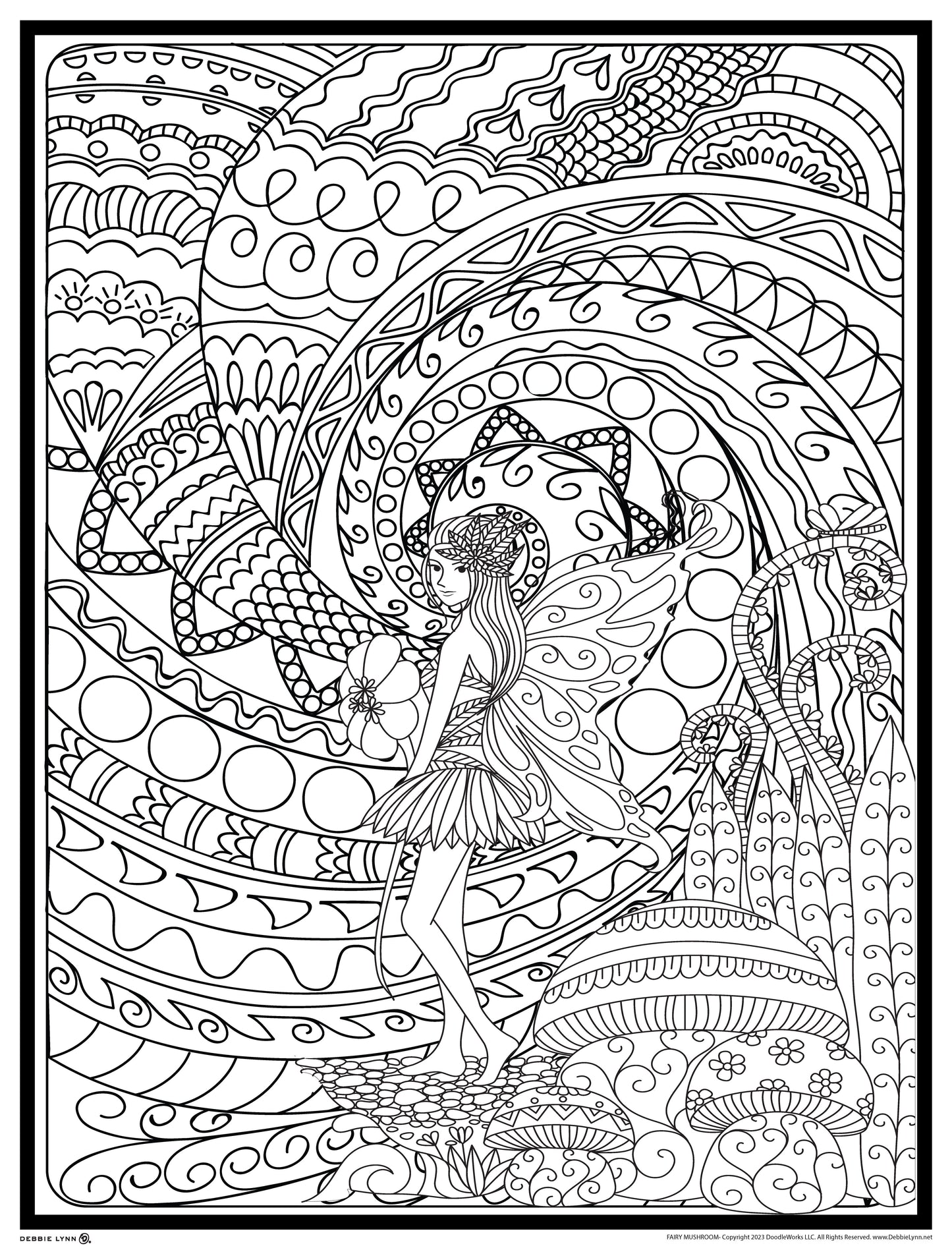 Fairy Mushroom Giant Coloring Poster