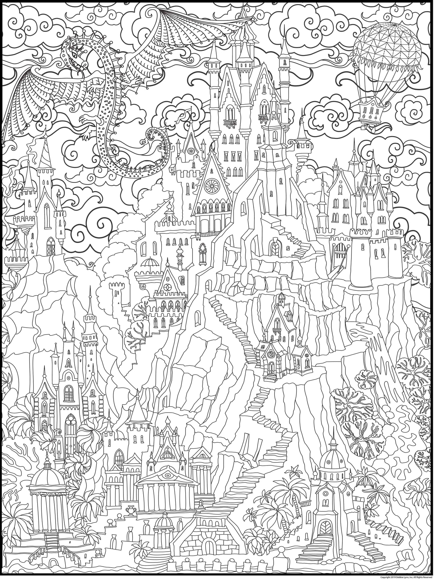 Fantasy Castle Personalized Giant Coloring Poster 46"x60"