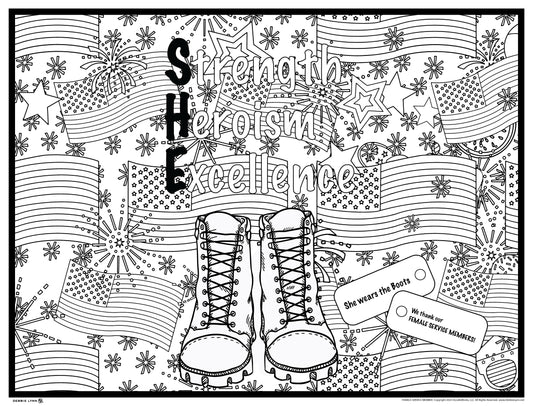 Female Service Member Giant Coloring Poster
