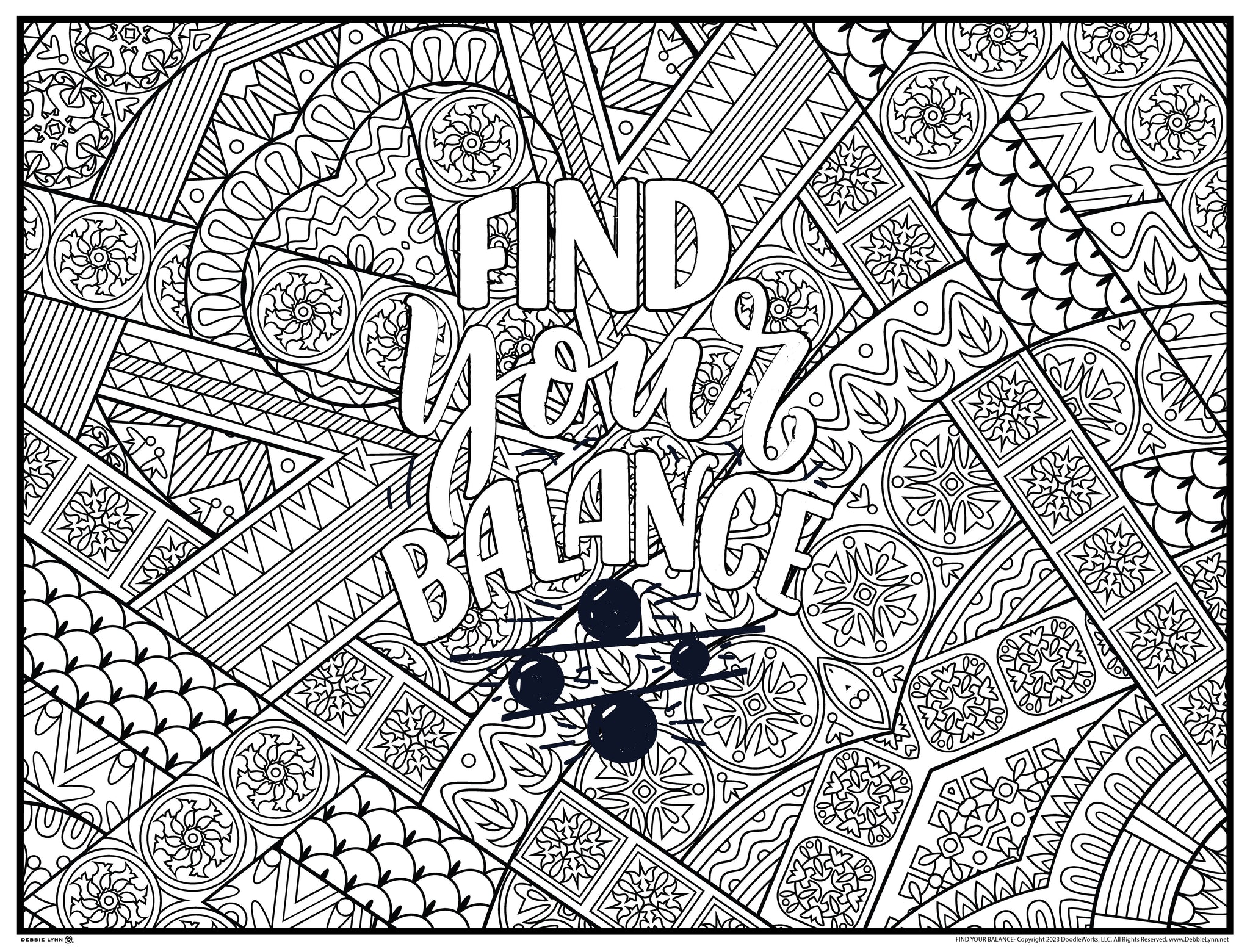 Find Your Balance Giant Coloring Poster – Debbie Lynn