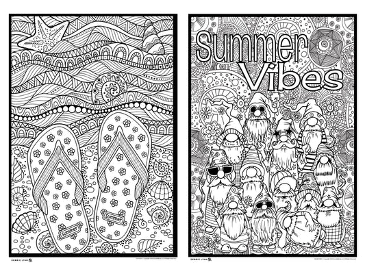 Flip Flops & Gnomes 2in1 Combo Giant Coloring Poster