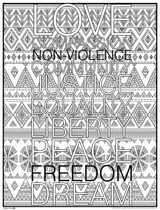 Freedom Words Personalized Giant Coloring Poster 46"x60"