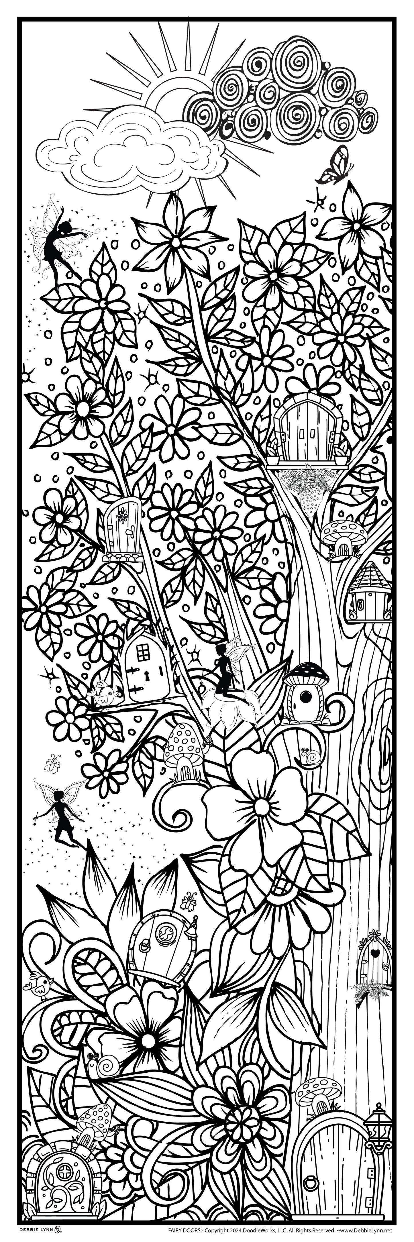 Fairy Doors Coloring Banner Poster 24x72"